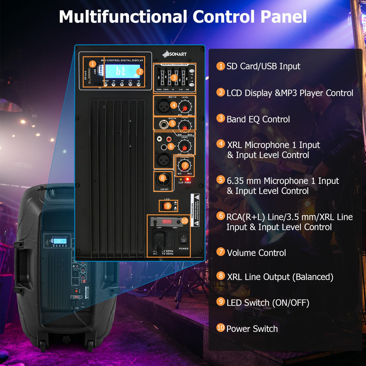 Portable 15" 1500W 2-Way Bluetooth PA Speaker System Set with Stand D842087