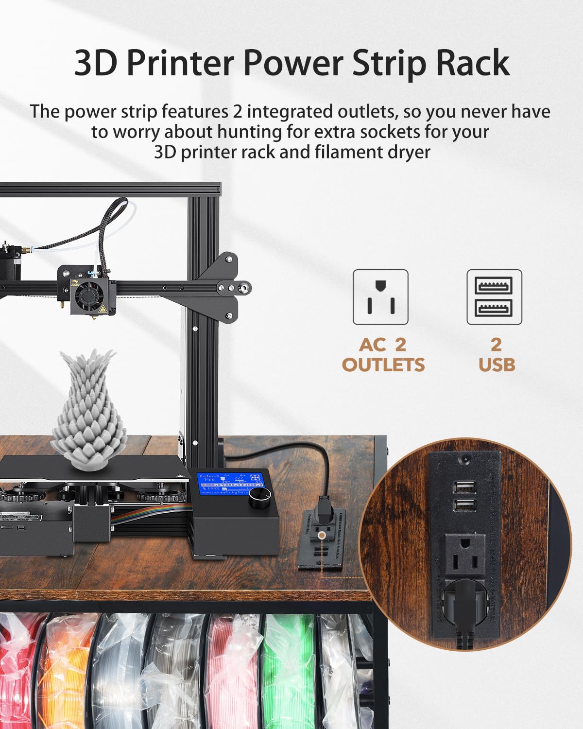 Heavy Duty Rolling 3D Printer Stand with Filament Storage V59817