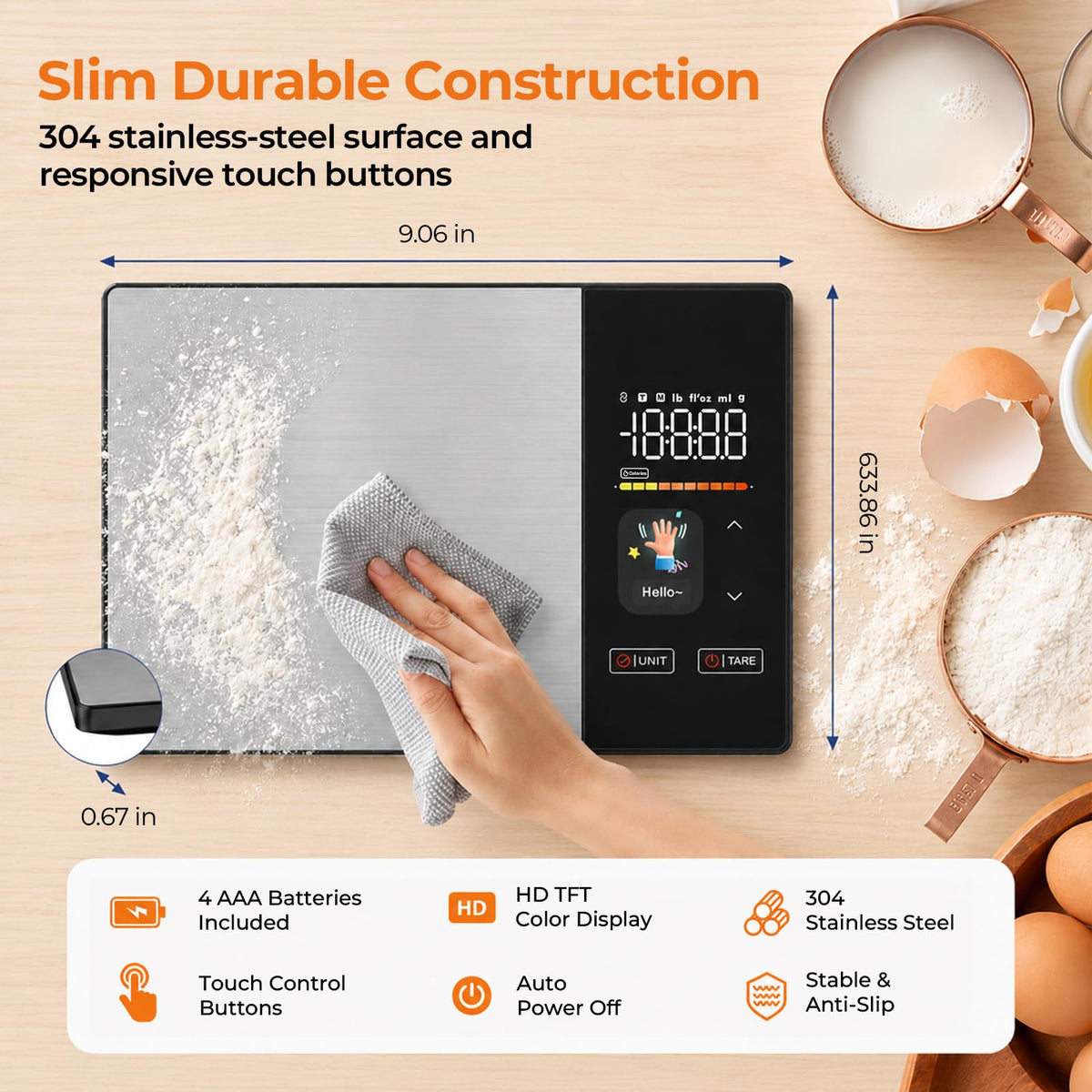11lb Stainless Steel Digital Kitchen Scale H621