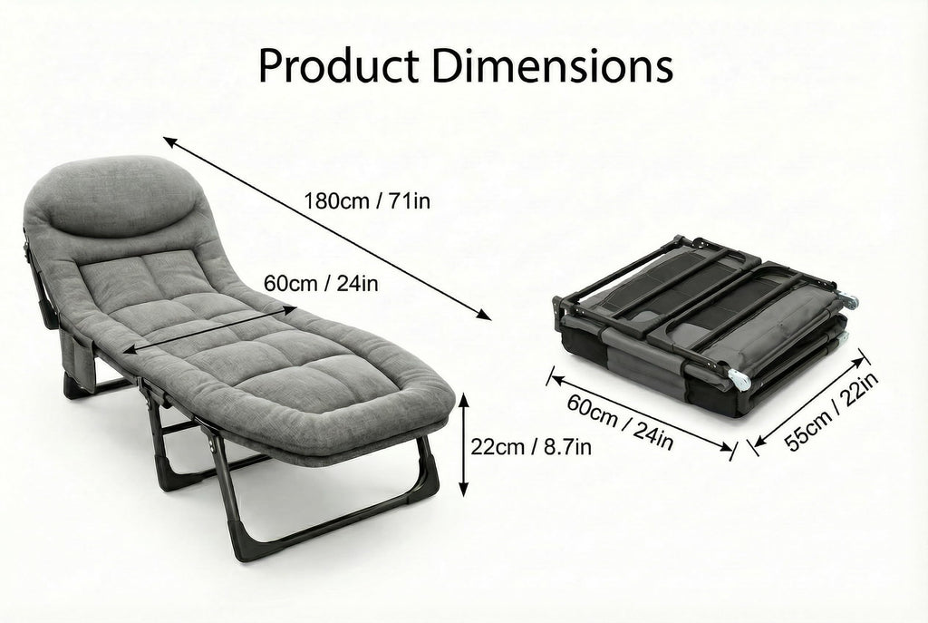 Folding Camping Cot with Mattress and Pillow, Grey W5708
