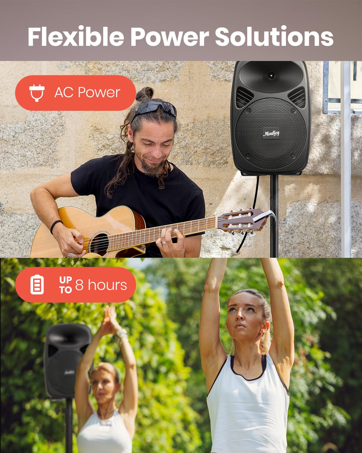 8 Inch Rechargeable Bluetooth PA System with Tripod Stands, Wired Mic K994
