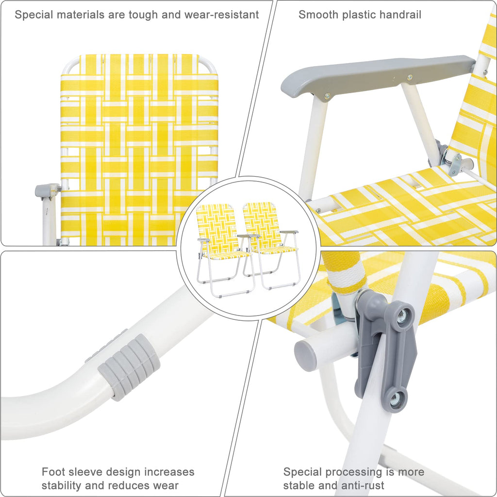 Folding Webbed Camping Chair Set of 2 Yellow L513391