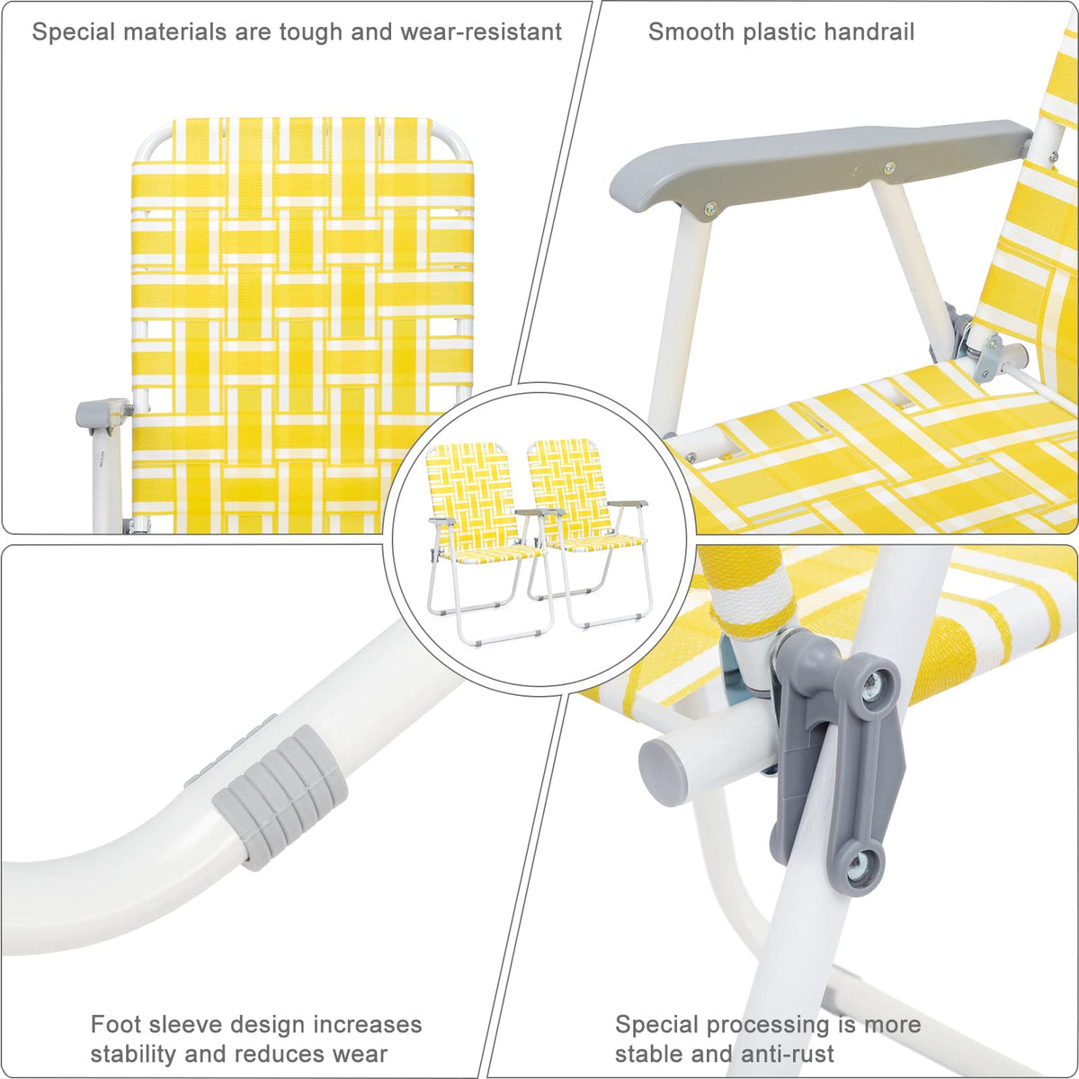 Folding Webbed Camping Chair Set of 2 Yellow L513391