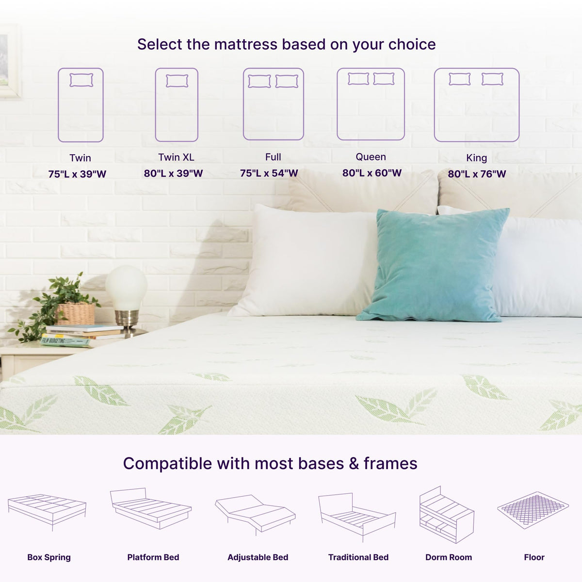 Twin Size 6 Inch Green Tea Memory Foam Mattress I356