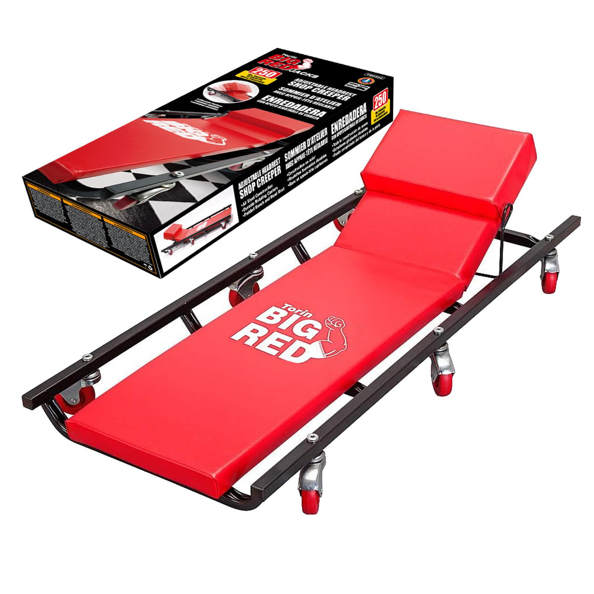 Rolling Garage Creeper with Adjustable Headrest and 6 Casters T5457