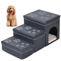 Folding Pet Ramp with Storage, Non Slip Dog Stairs, Grey D50073