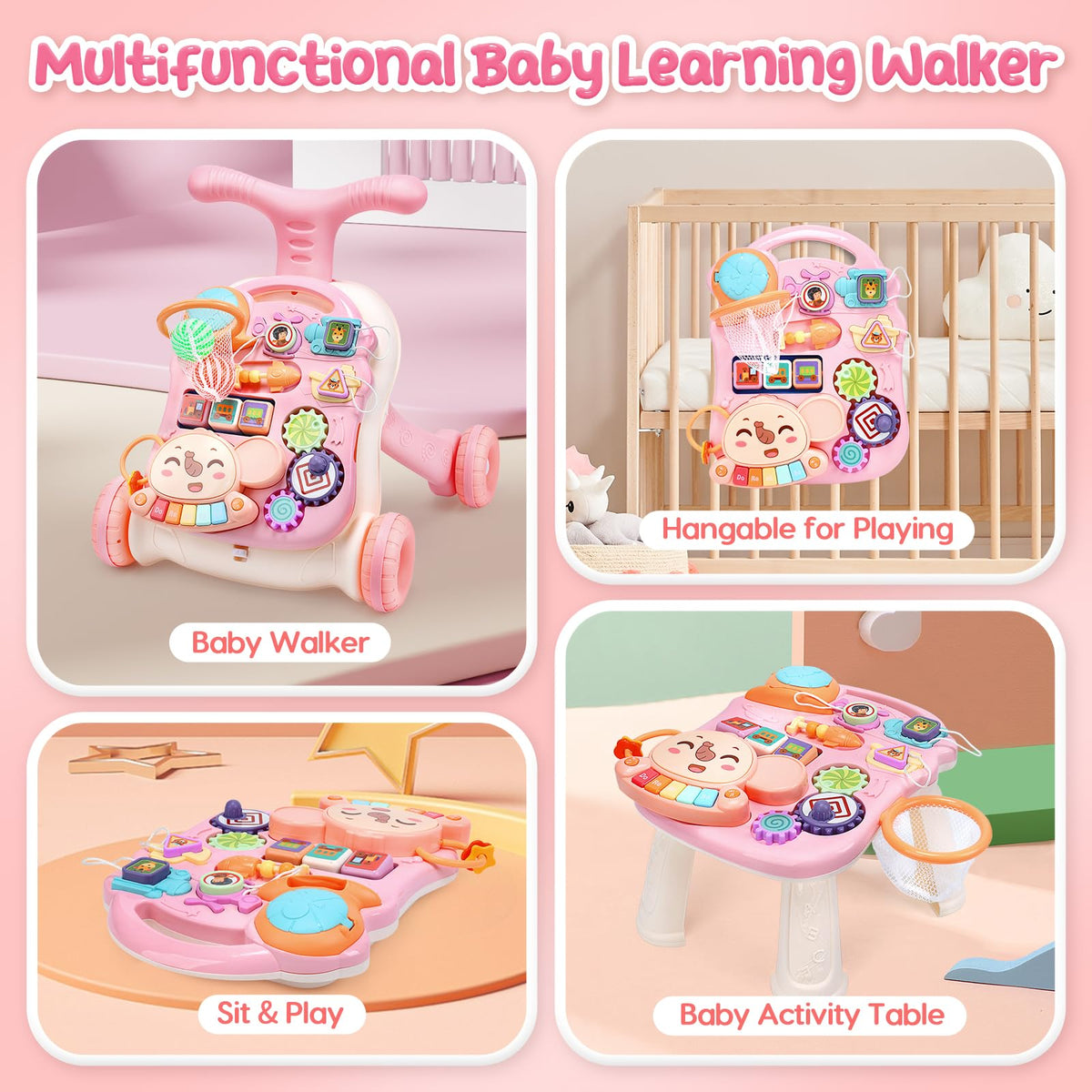 2-in-1 Baby Walker with Detachable Activity Center W633288