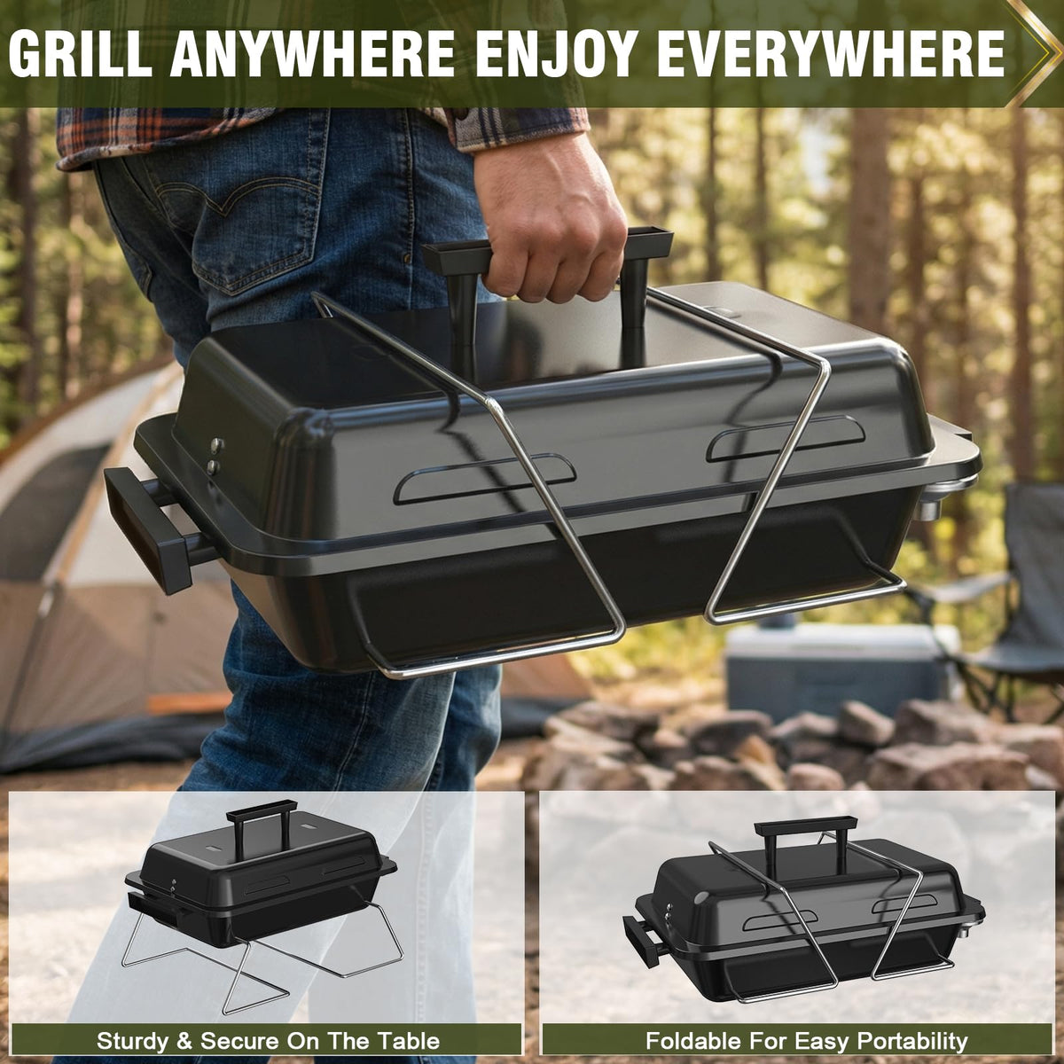 Portable Propane Gas Grill with Foldable Legs Q5938