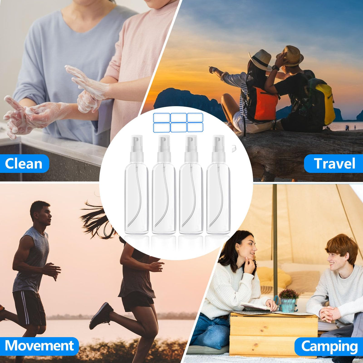 4 Pack 3.4 Oz Travel Bottles V68753