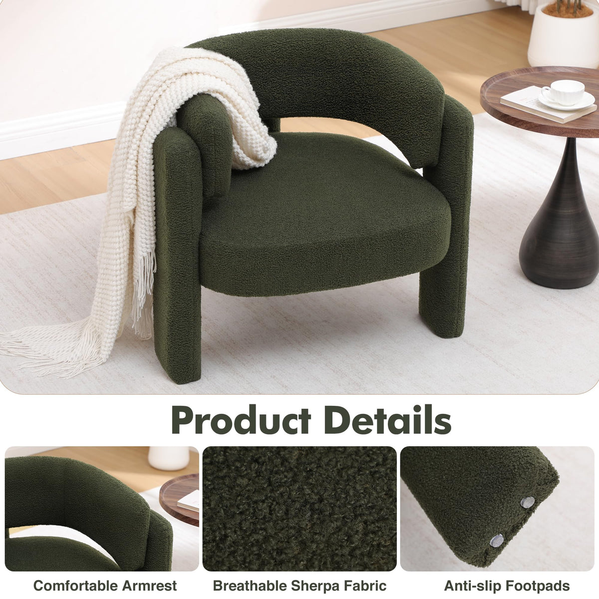 Sherpa Barrel Accent Chairs Set of 2 Olive Green M1584