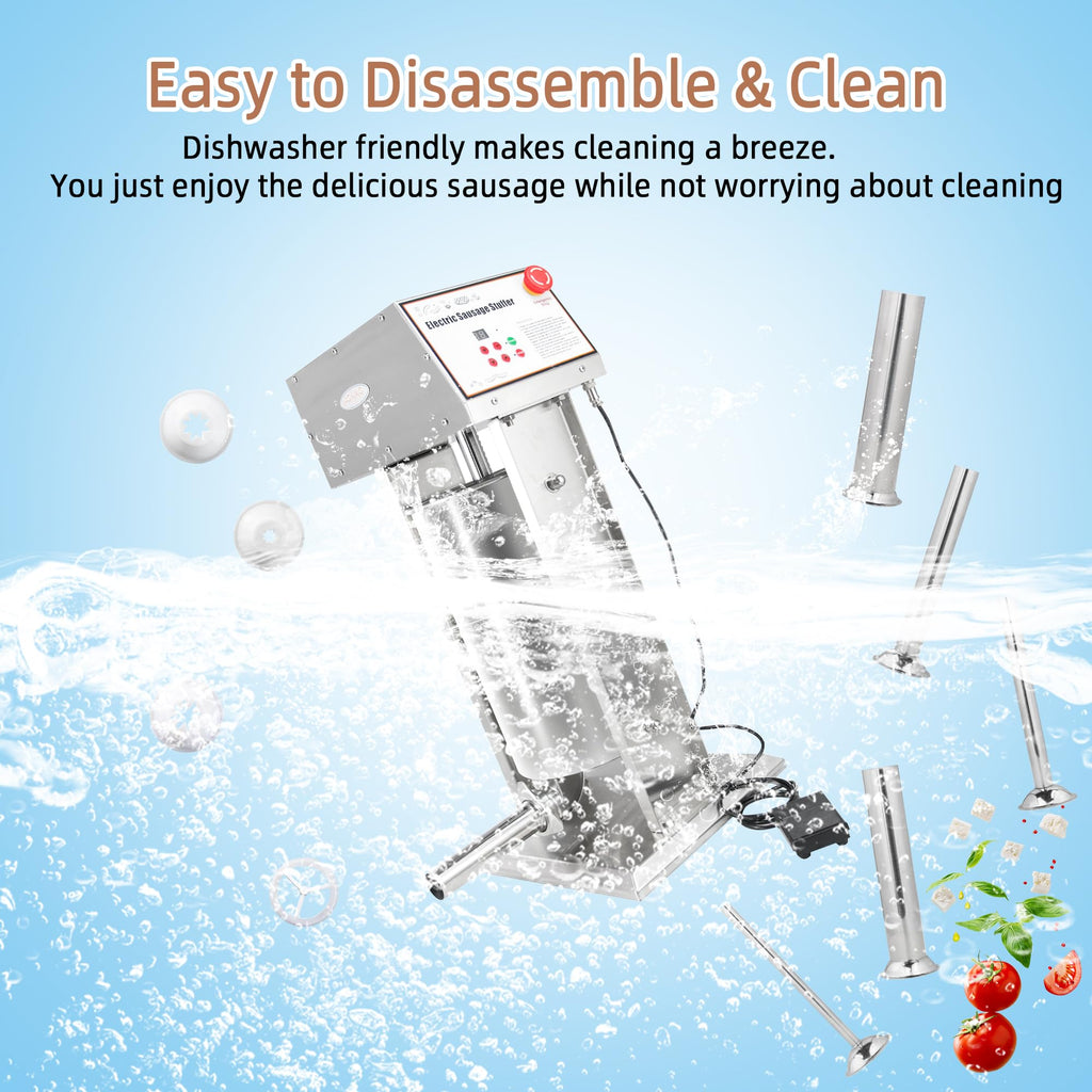 30LB Stainless Steel Electric Sausage Stuffer with 5 Stuffing Tubes D657720