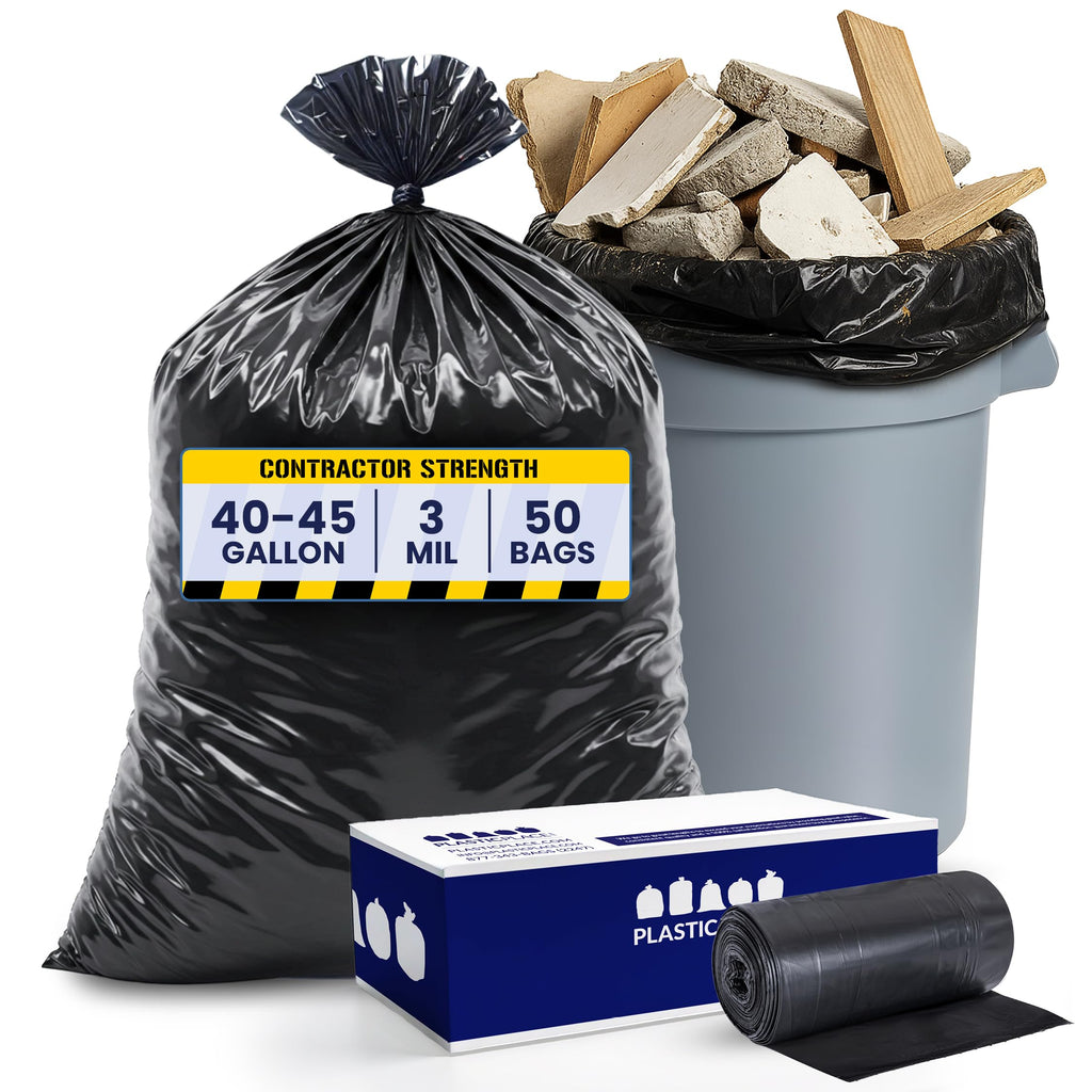 Black Heavy Duty 40-45 Gallon Trash Bags 3.0 Mil 50 Count T2097