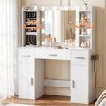White Makeup Vanity Desk with Lights and Mirror E56794