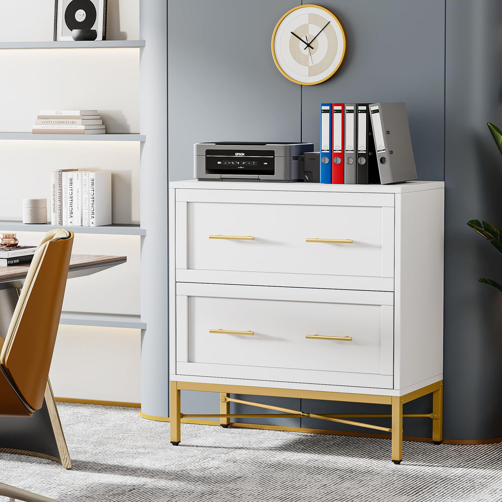 White 2 Drawer Wood File Cabinet D9582