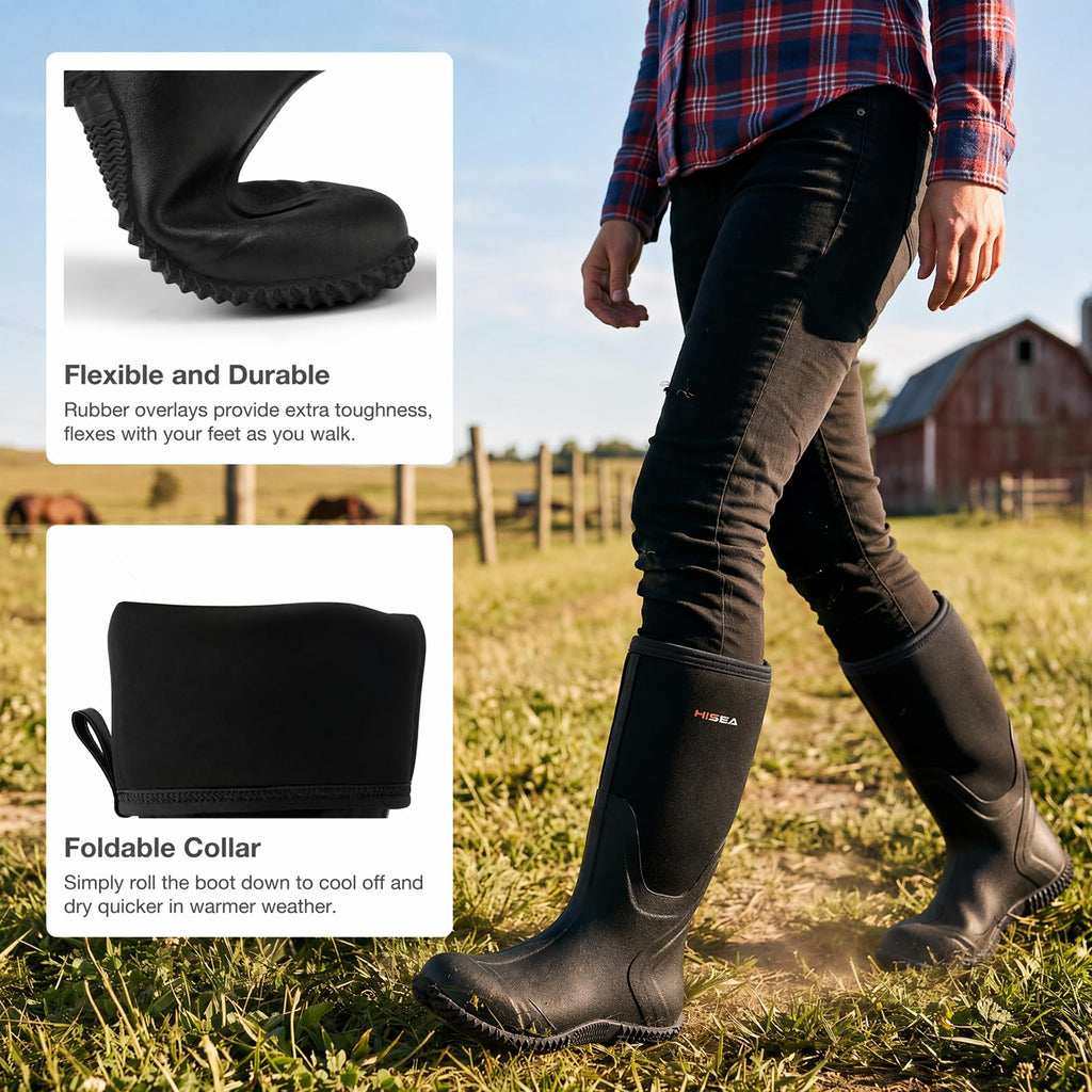 Women's Waterproof Insulated Neoprene Rubber Rain Boots Q3822