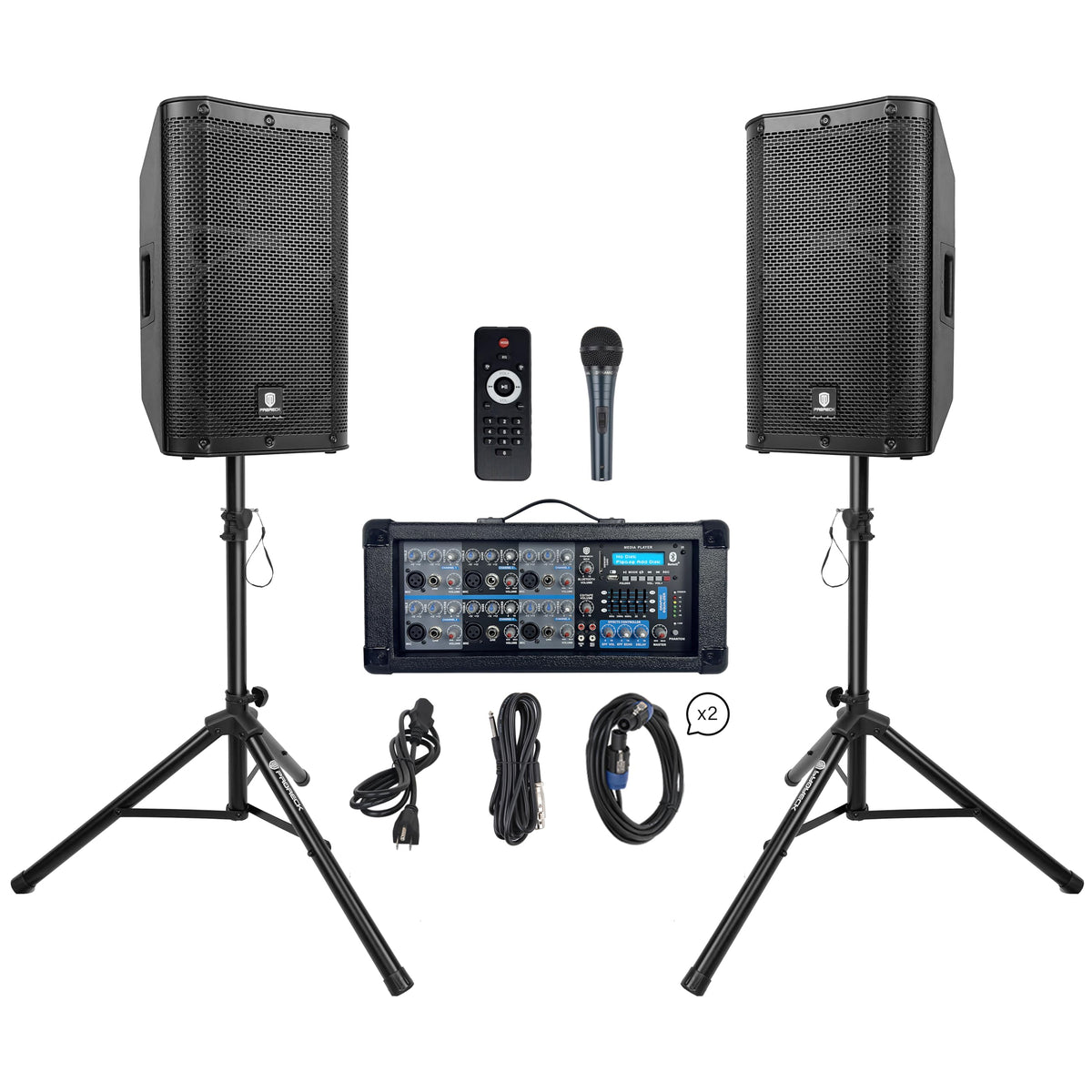 2000W Bluetooth PA Speaker System with 6-Channel Powered Mixer U8887