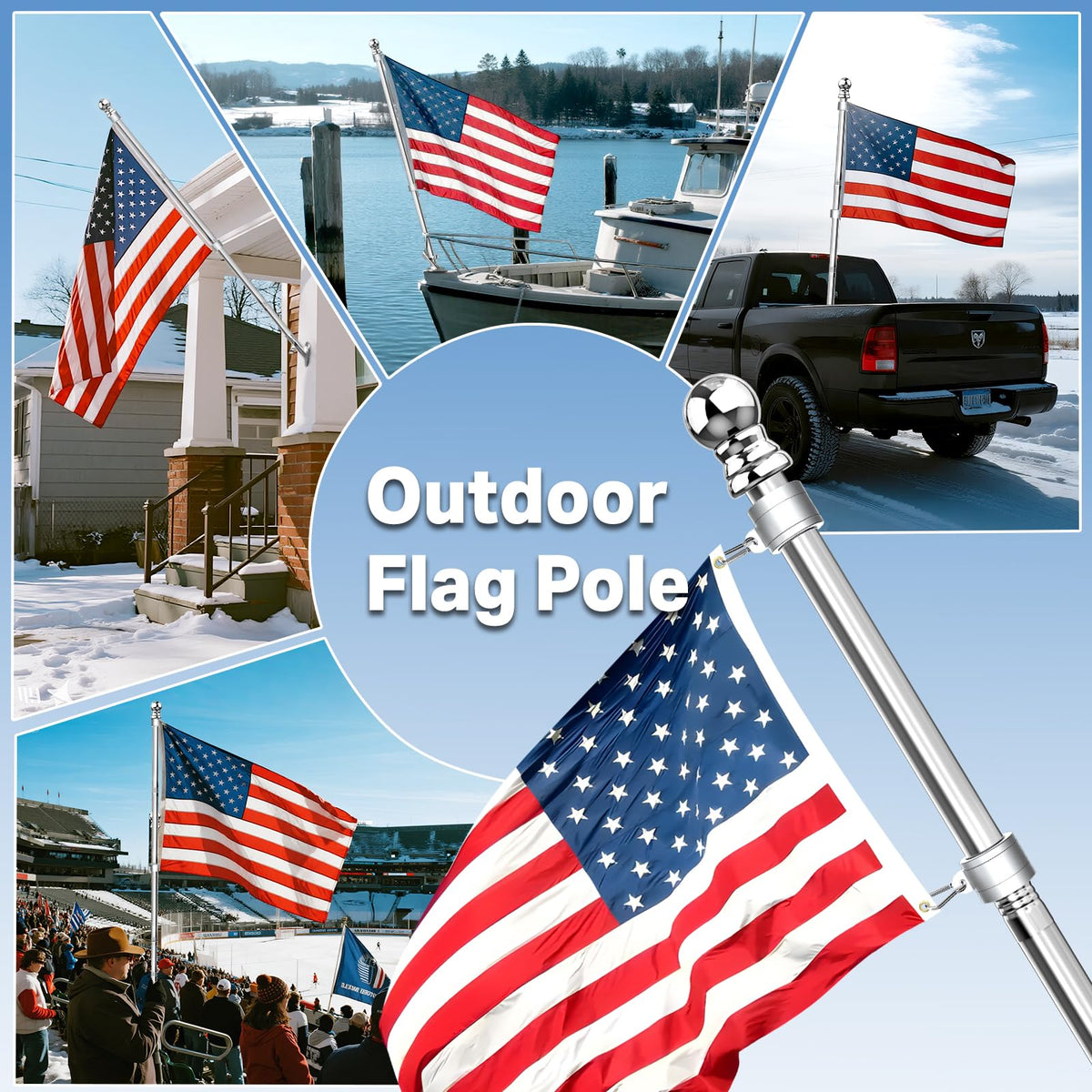 6FT 304 Stainless Steel Flag Pole C272