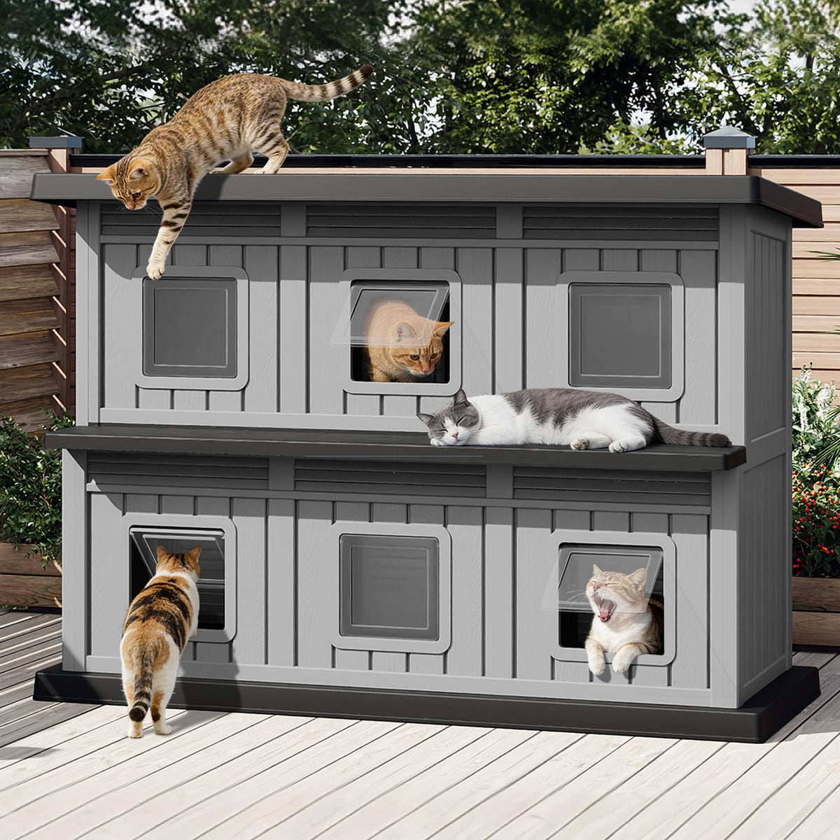 Weatherproof Insulated Outdoor Cat House E420