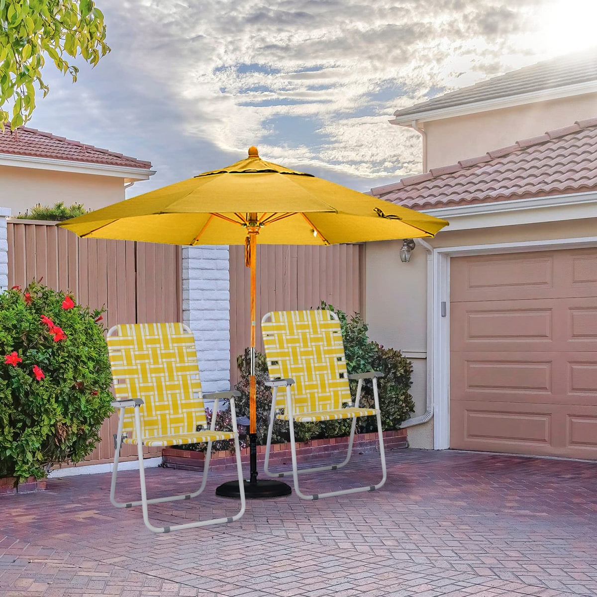 Folding Webbed Camping Chair Set of 2 Yellow L513391