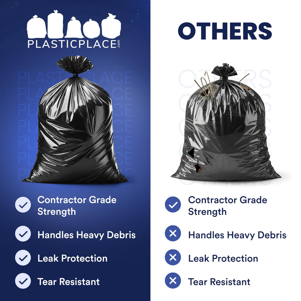 Black Heavy Duty 40-45 Gallon Trash Bags 3.0 Mil 50 Count T2097