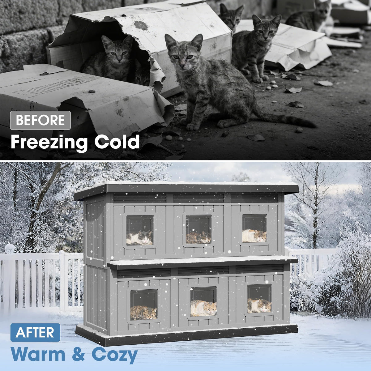 Weatherproof Insulated Outdoor Cat House E420