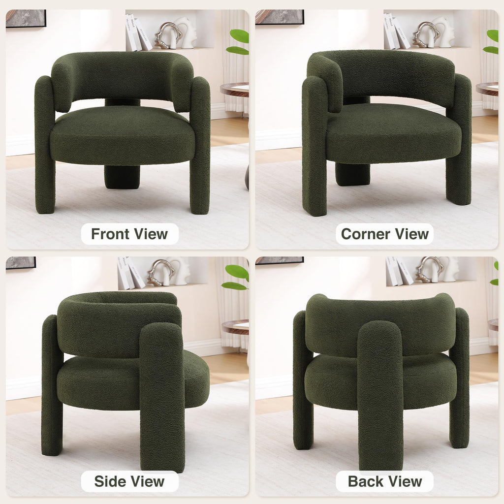 Sherpa Barrel Accent Chairs Set of 2 Olive Green M1584