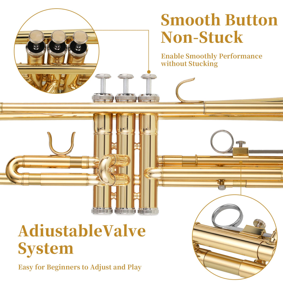 Gold Trumpet with Case, 7C Mouthpiece and Cleaning Kit Q65060