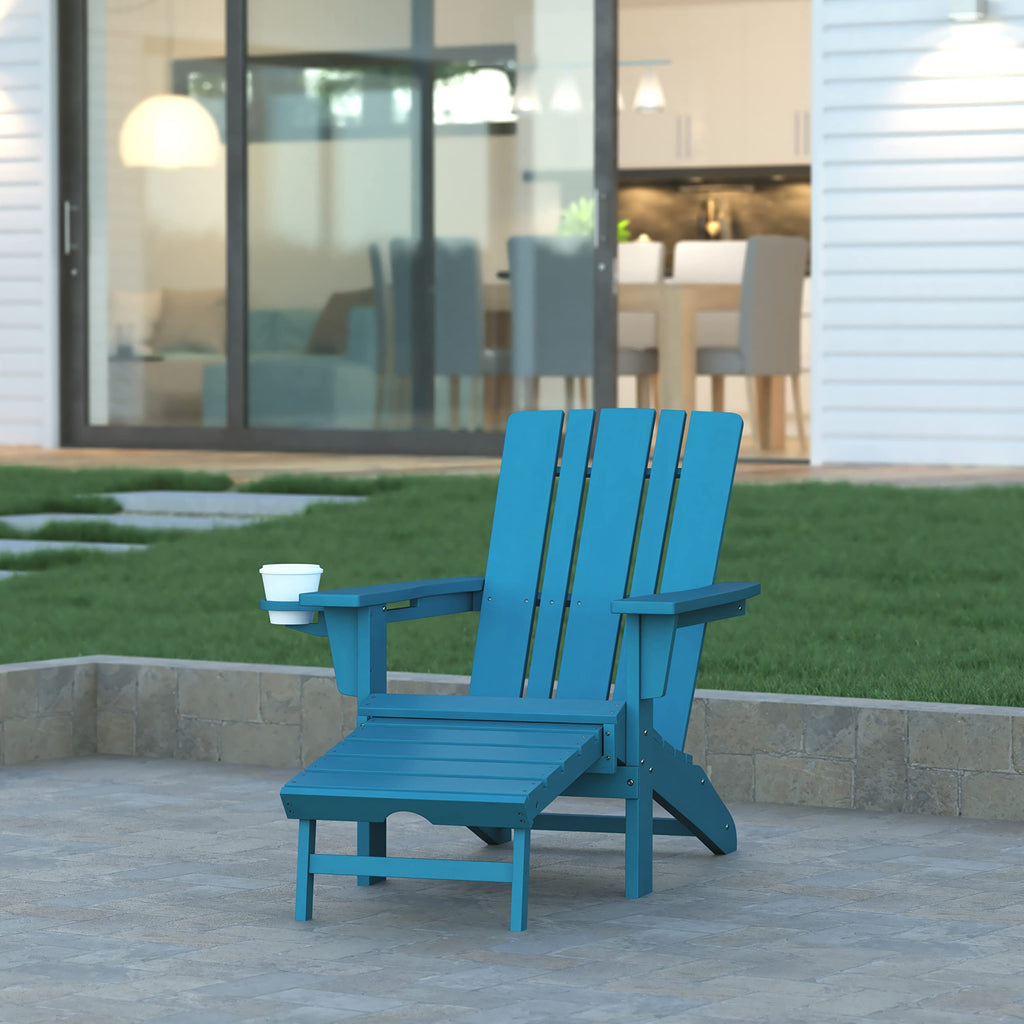Blue Adirondack Lounge Chair with Ottoman E40192
