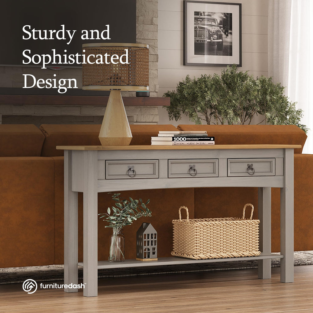 Solid Wood Console Table with 3 Drawers G698023
