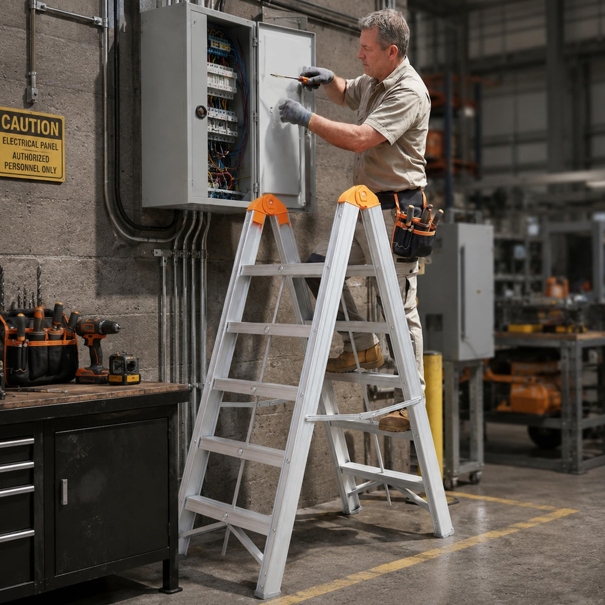 Aluminum Foldable 5-Step Ladder with Wide Anti-Slip Pedal G404