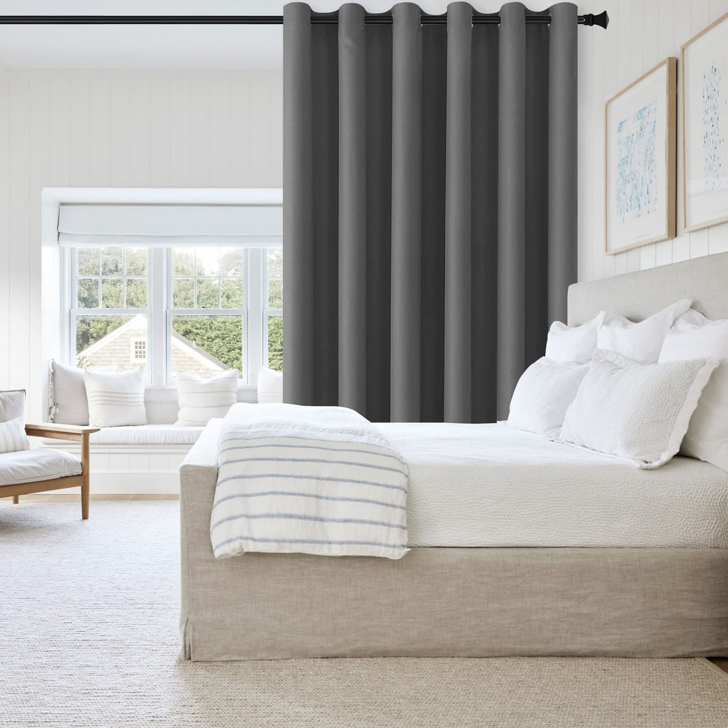 Dark Grey Thermal Blackout Room Divider Curtain Panel T921749