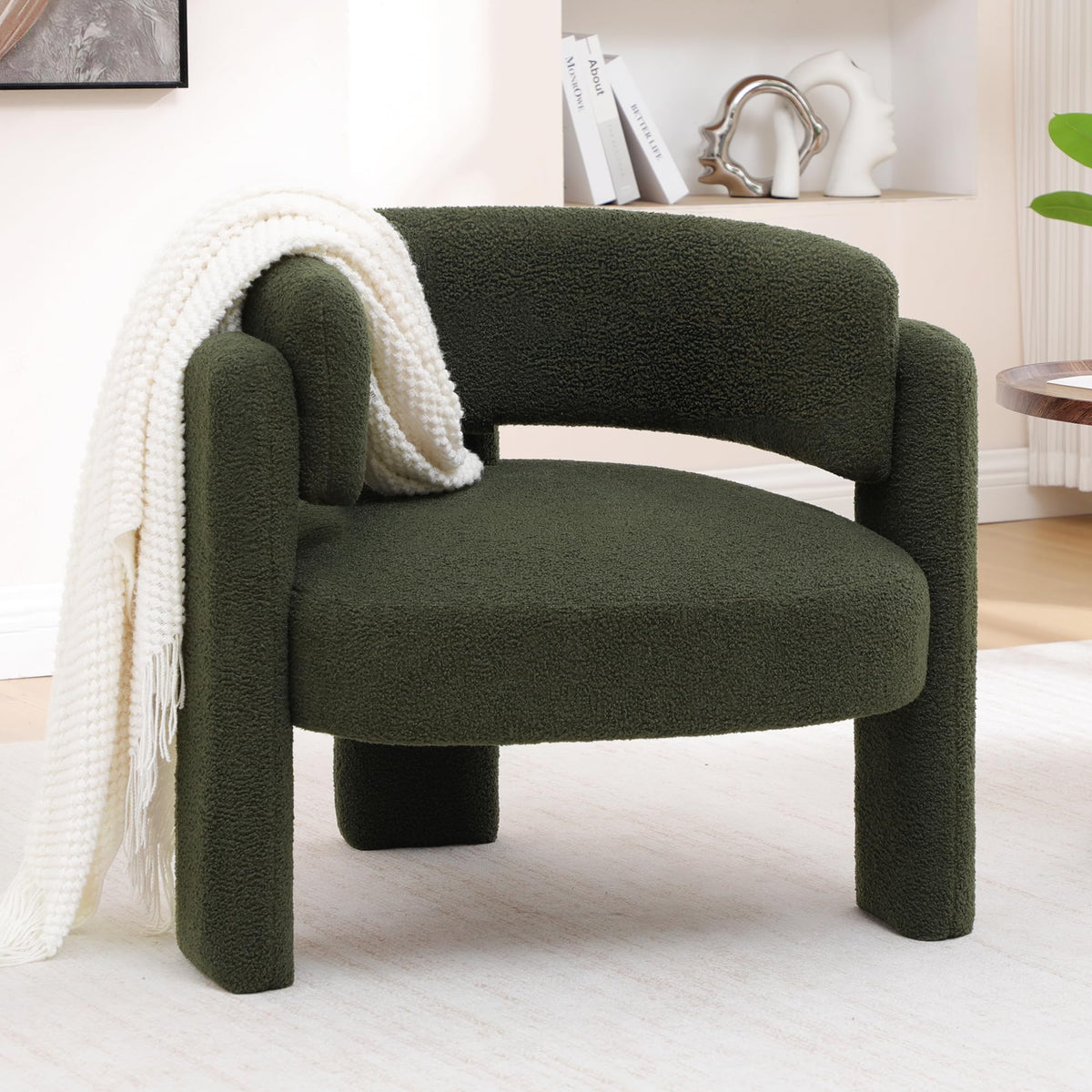 Sherpa Barrel Accent Chairs Set of 2 Olive Green M1584