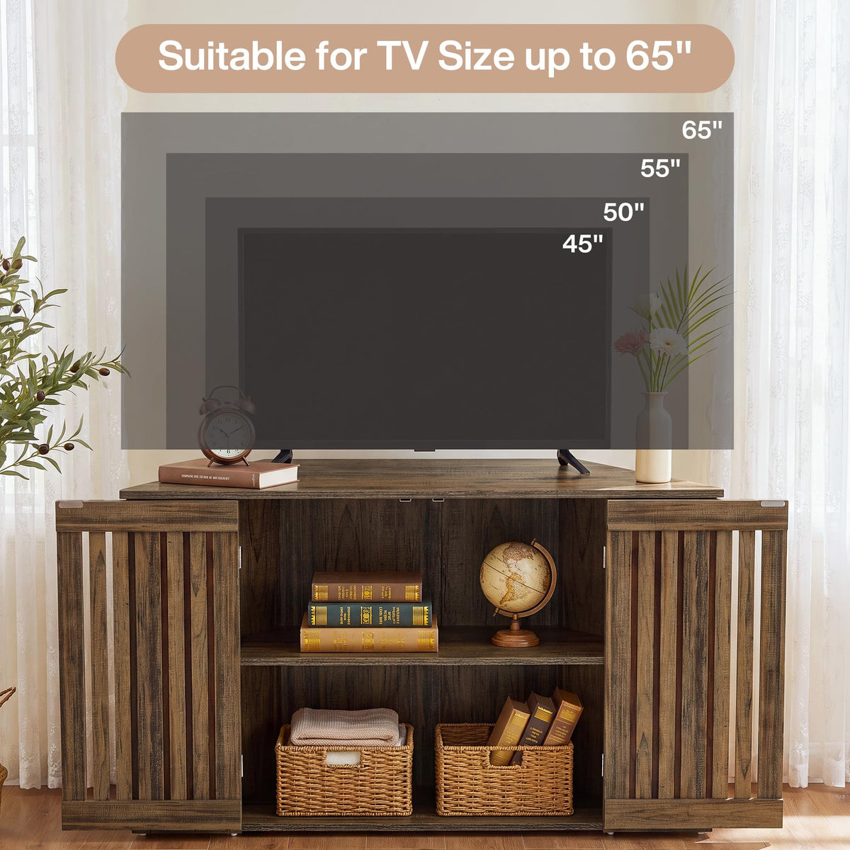 53" Farmhouse Corner TV Stand with Storage V4549