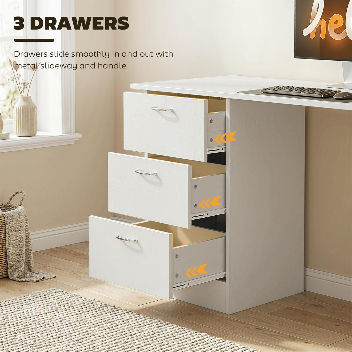 White Computer Desk with Drawers X33735