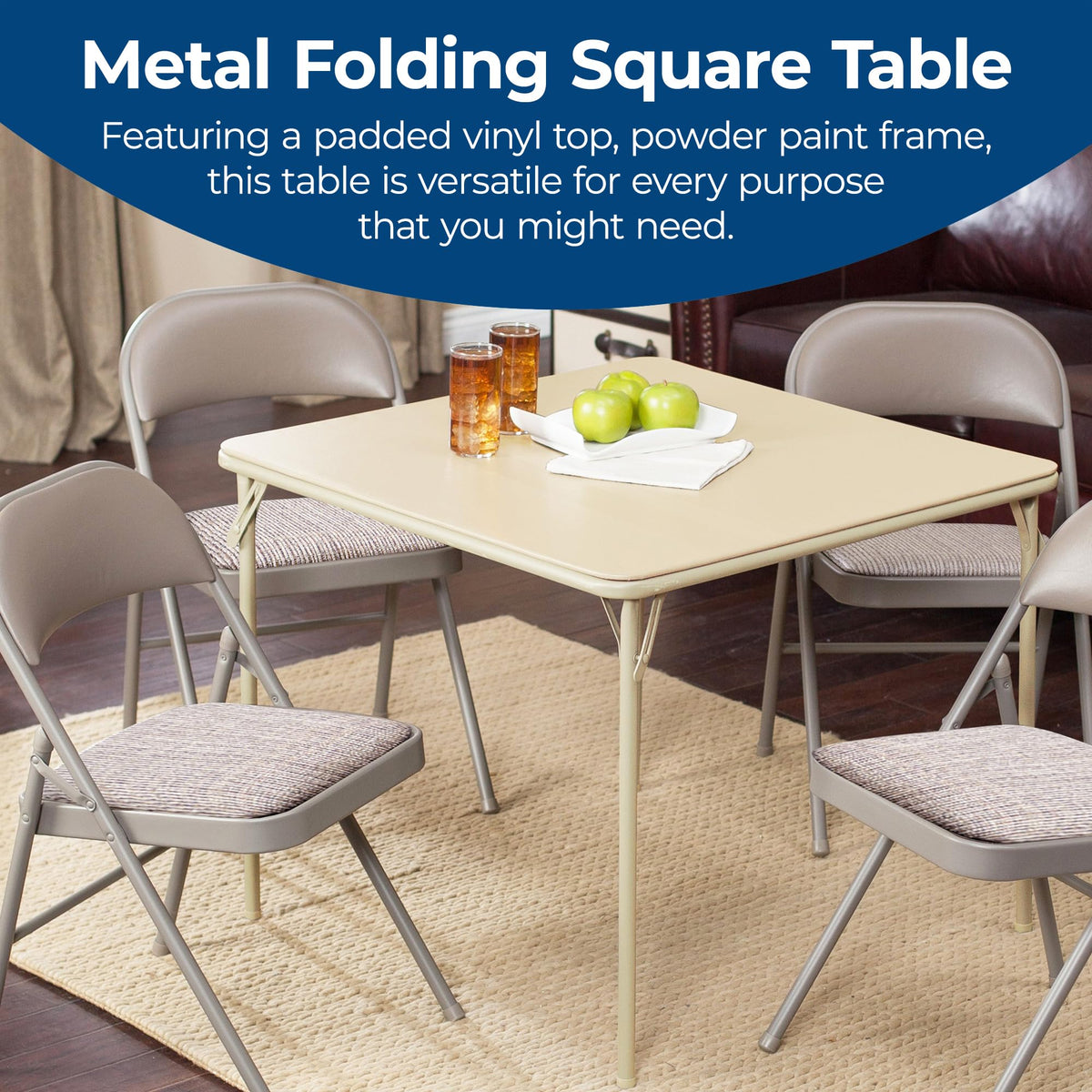 Buff Tan Square Folding Card Table O154867