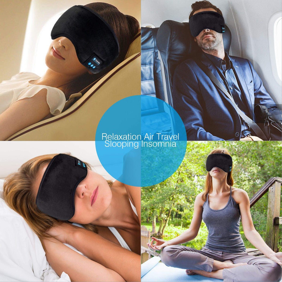 Bluetooth Sleep Headphones Eye Mask with Built-in Speakers Microphone V3899