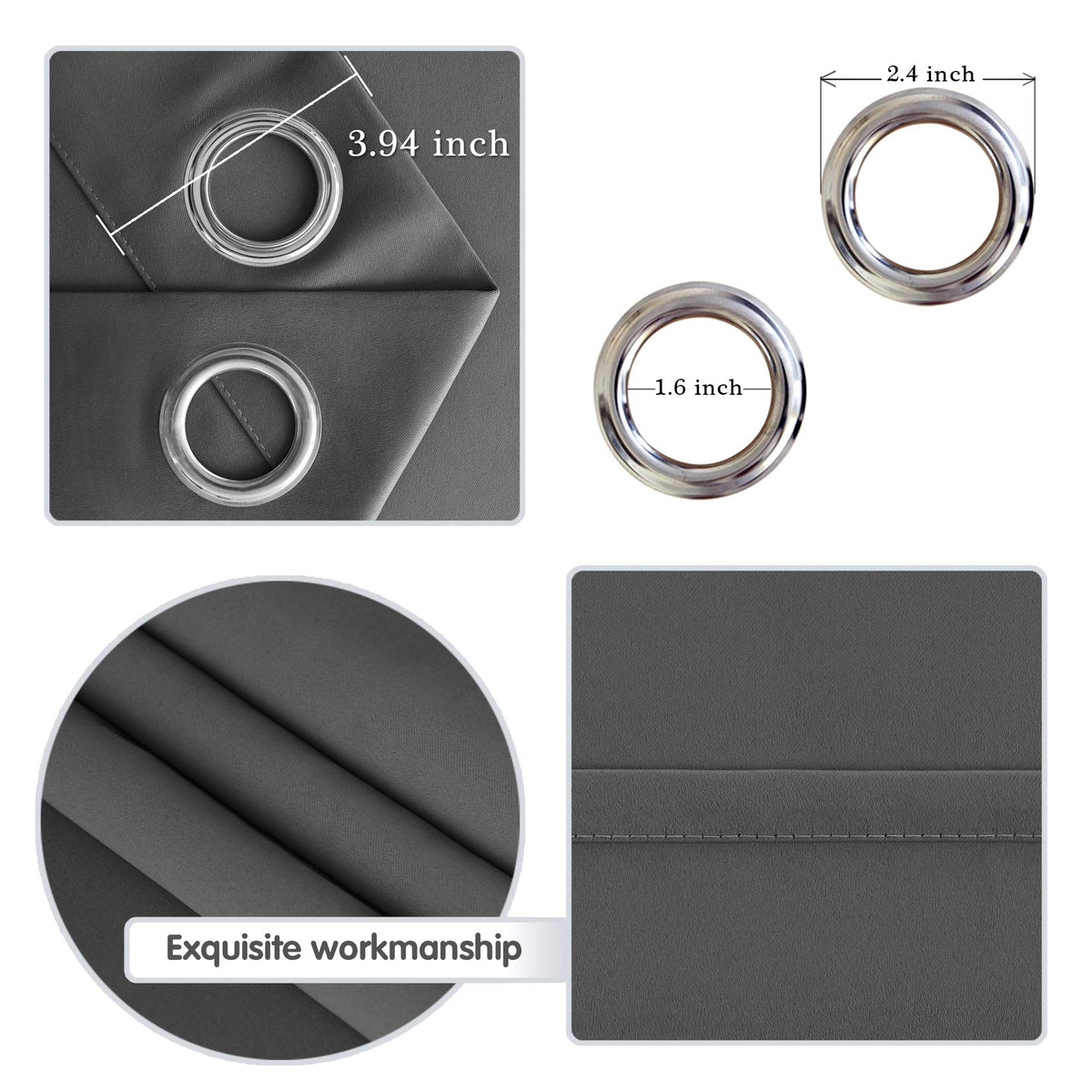 Dark Grey Thermal Blackout Room Divider Curtain Panel T921749