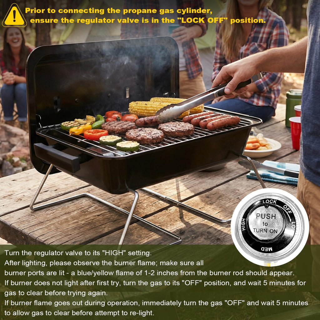 Portable Propane Gas Grill with Foldable Legs Q5938