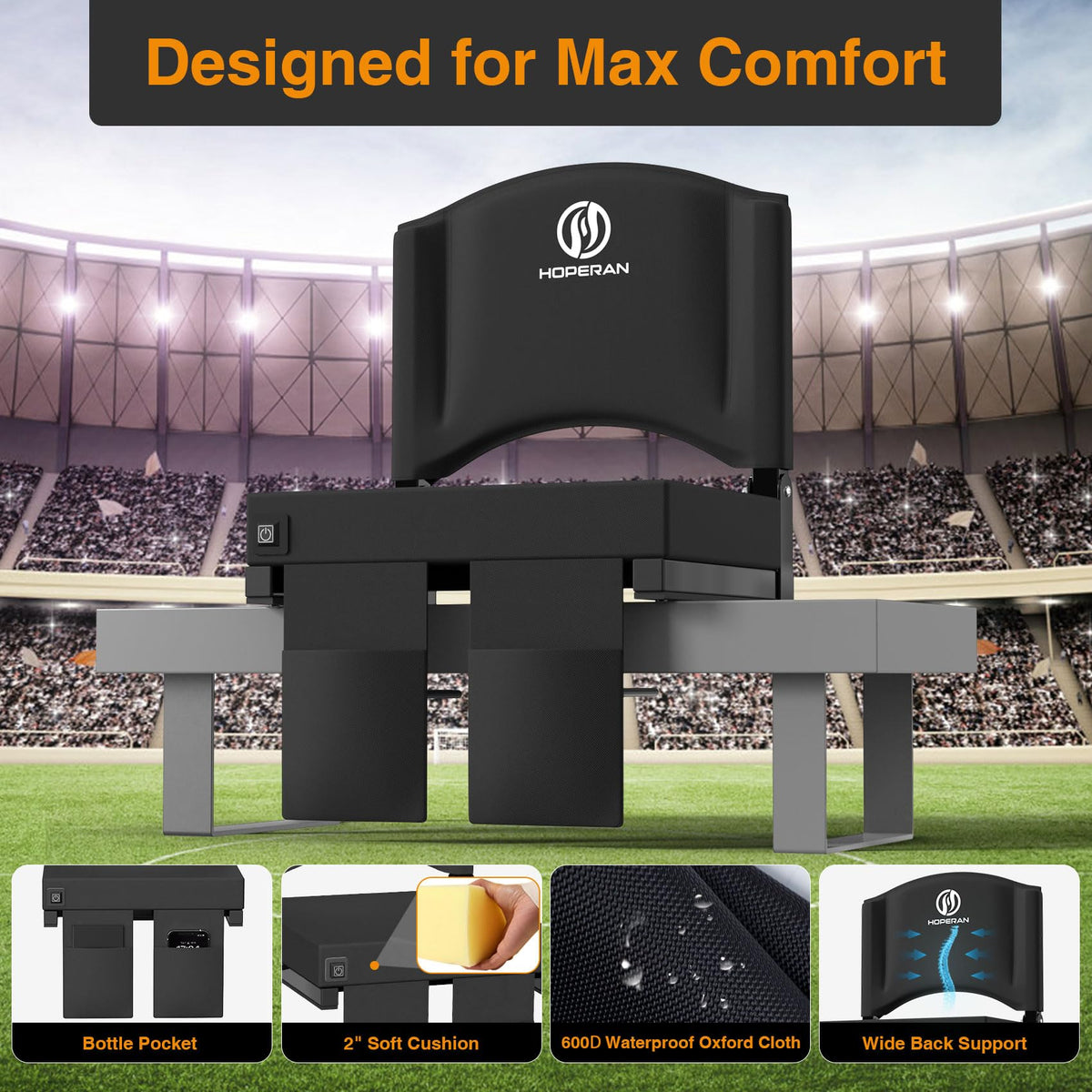 Heated Stadium Seats for Bleachers with Back Support A16256