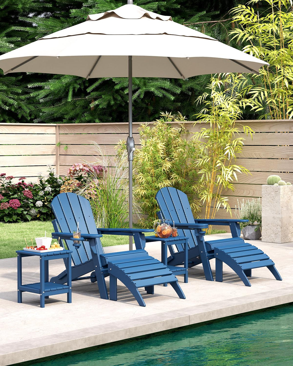 Folding Adirondack Chairs Set of 2 Blue HDPE U425