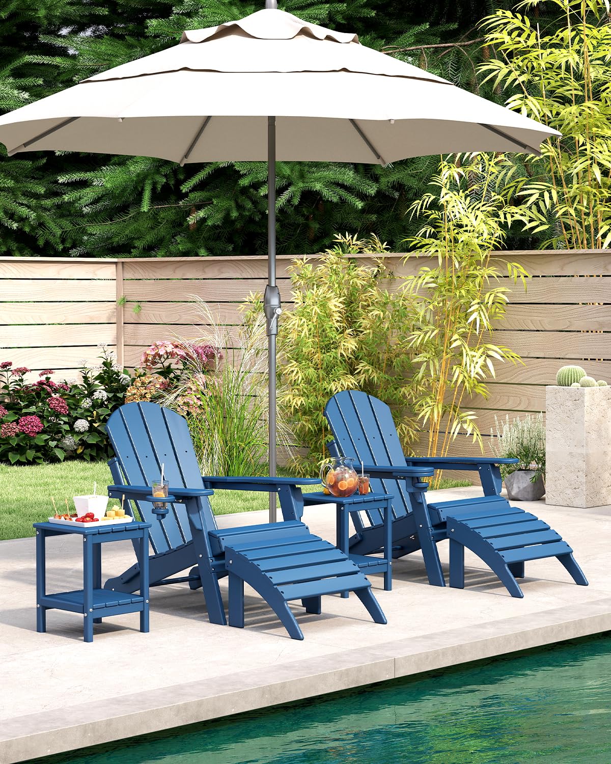 Folding Adirondack Chairs Set of 2 Blue HDPE U425