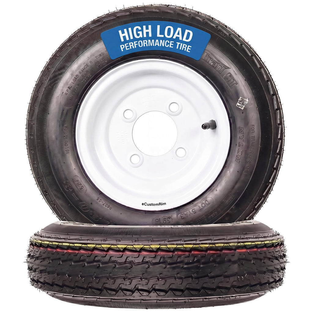 2-Pack Trailer Tire Rim Assembly 4.80-8 4 Lug White T780