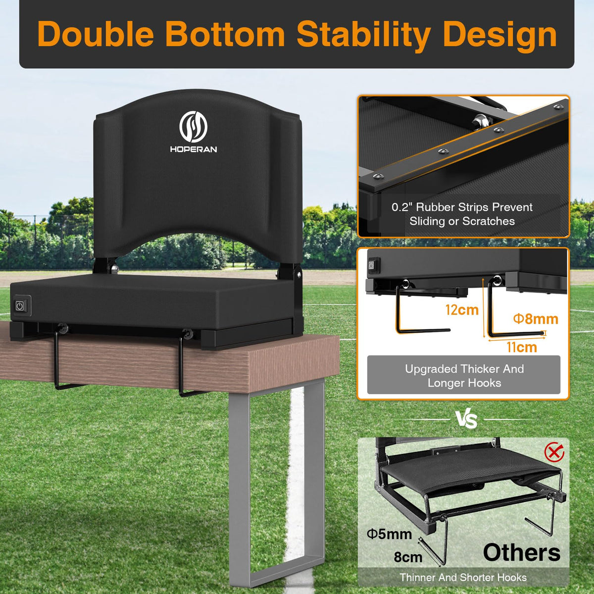 Heated Stadium Seats for Bleachers with Back Support A16256