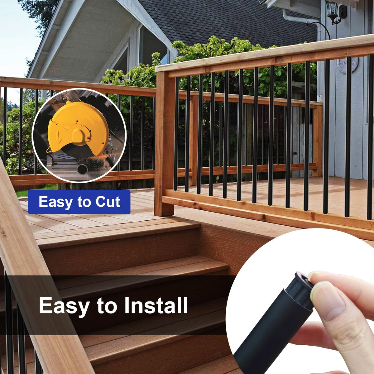 26" Black Aluminum Deck Balusters 120 Pack Q728706