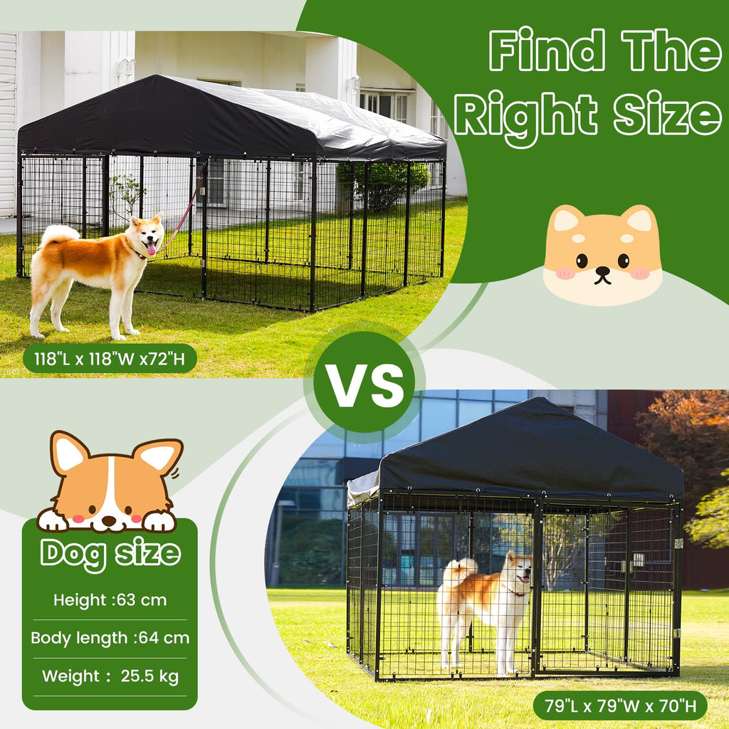 Large Outdoor Dog Enclosure with Roof E490