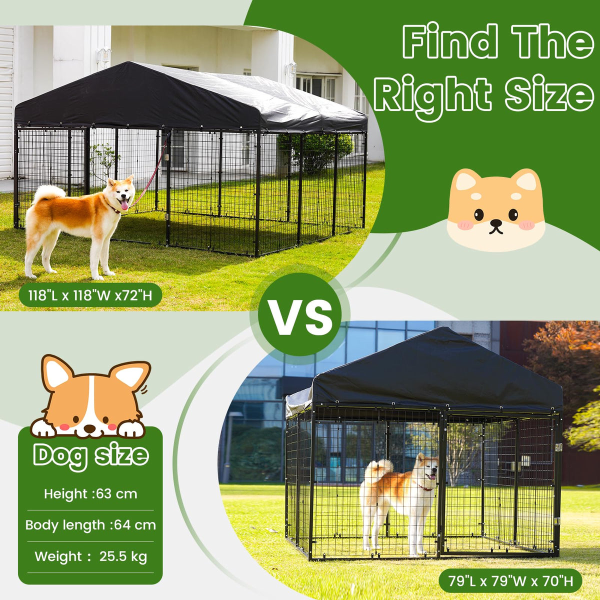 Large Outdoor Dog Enclosure with Roof E490