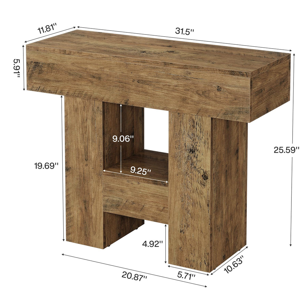 2-Tier Narrow Side Table with Storage Shelf I762669