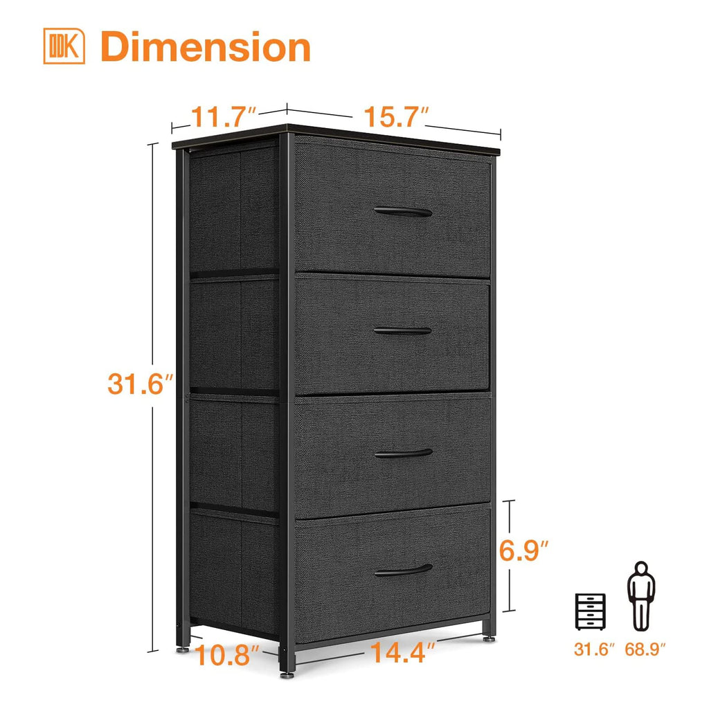 Black 4 Drawer Small Dresser J980