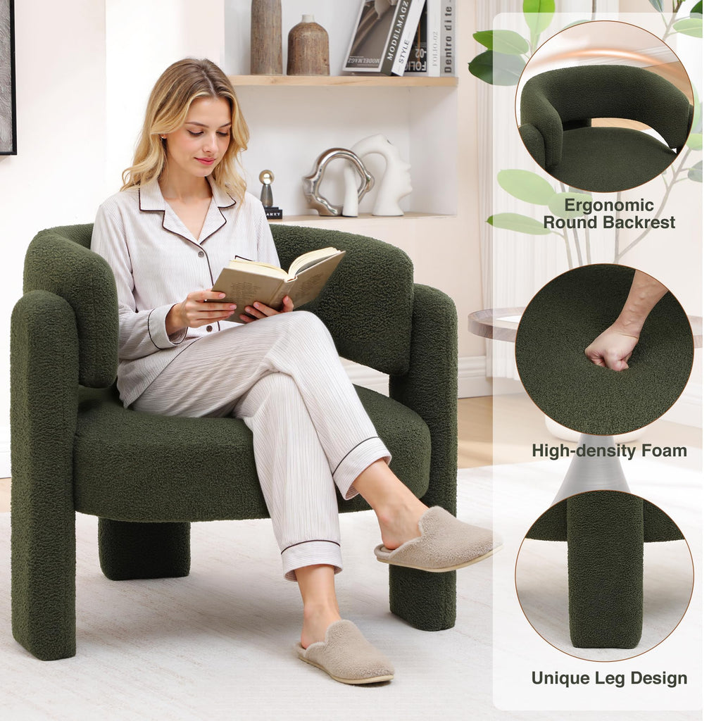 Sherpa Barrel Accent Chairs Set of 2 Olive Green M1584