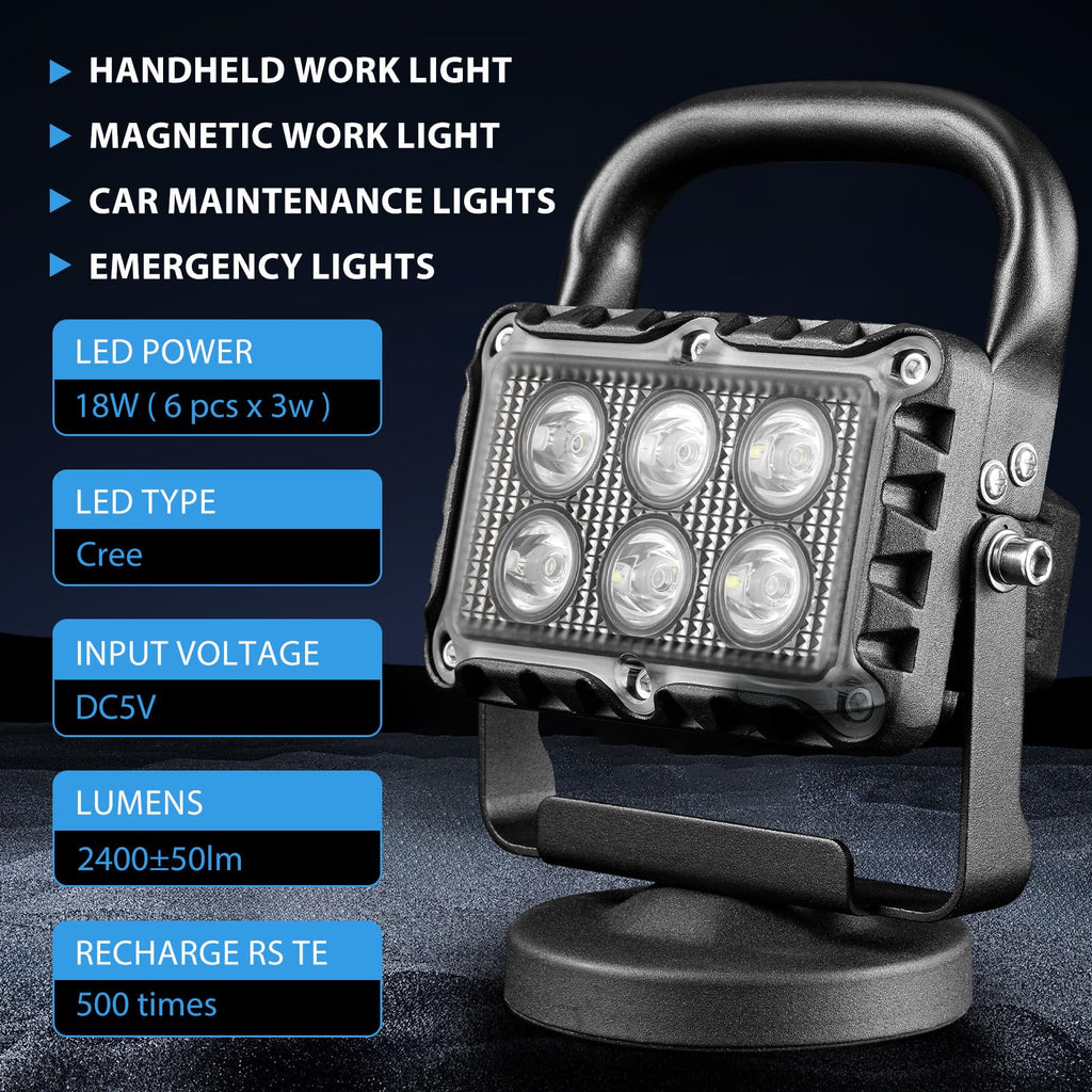 18W LED Work Light 2400 Lumens Aluminum Alloy Magnetic Portable Waterproof I80701